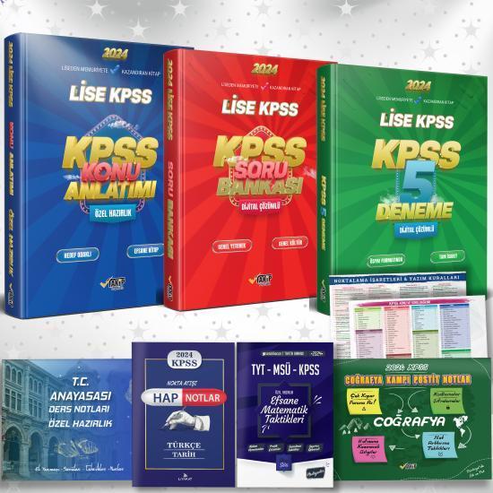 2024 Lise KPSS 5 li Ful Set + Konu Anlatımı + Soru Bankası + Paragraf + Problematik + 5 Deneme